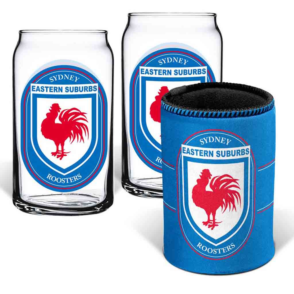 Sydney Roosters Can Glasses and Can Cooler