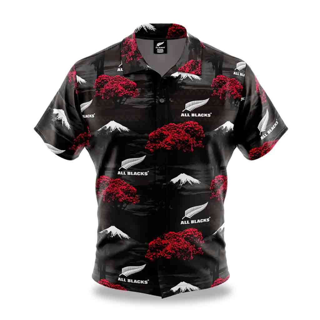black hawaiian polo shirt