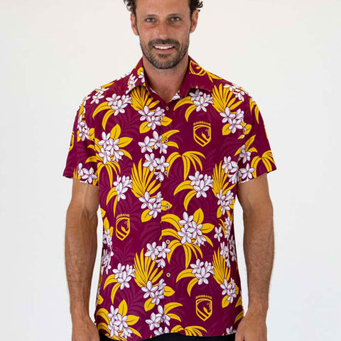 Brisbane Broncos 'Reef' Hawaiian Shirt Adult