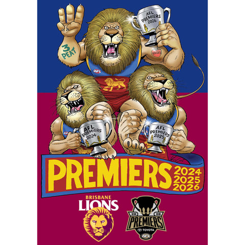 PRE ORDER: Brisbane Lions 2026 Premiers A6 Sticker PH1