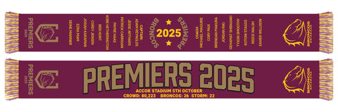 Brisbane Broncos 2025 Premiers Scarf