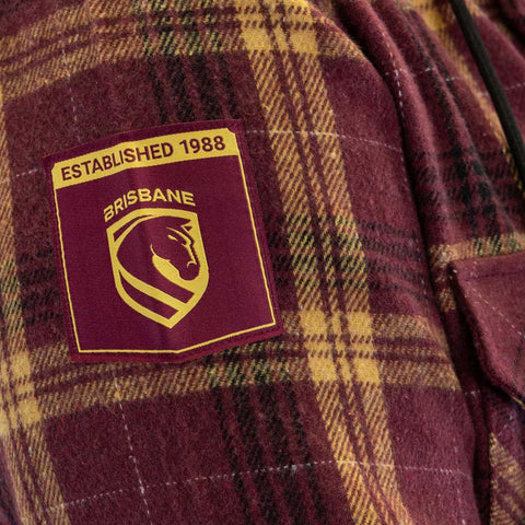 Brisbane Broncos Hooded Flannel Shirt Adult