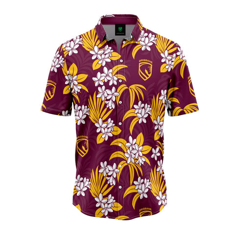 Brisbane Broncos 'Reef' Hawaiian Shirt Adult