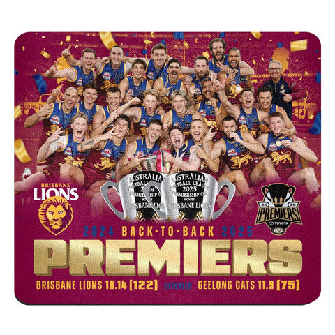 Brisbane Lions 2025 Premiers Mouse Mat Team Photo PH2