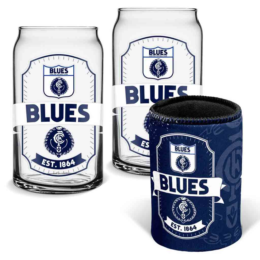 Carlton Blues Can Glasses and Can Cooler