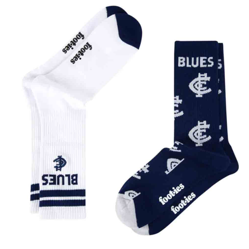 Carlton Blues Mascot Sneaker Sock 2 Pack