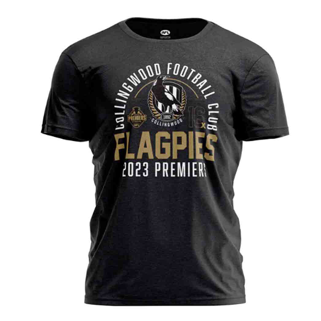 Collingwood Magpies 2023 Premiers Flagpies Tee Adult
