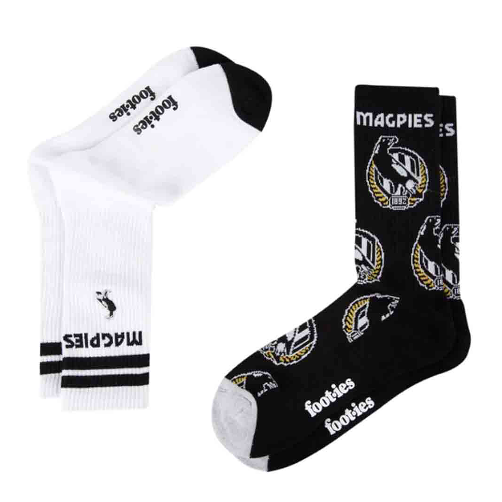Collingwood Magpies Mascot Sneaker Sock 2 Pack