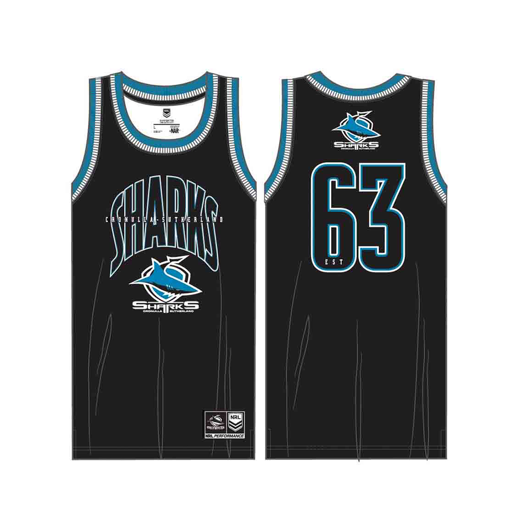Cronulla Sharks Basketball Singlet Adult