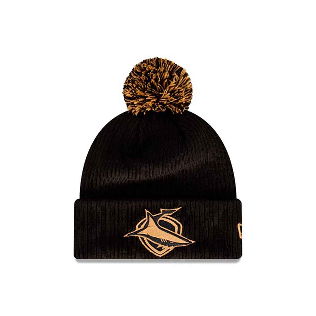 Cronulla Sharks Black Wheat Beanie