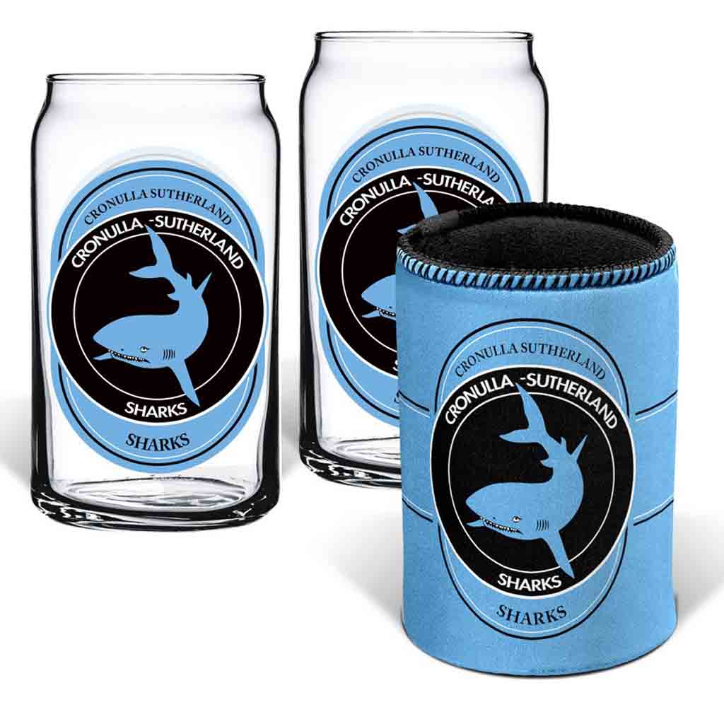 Cronulla Sharks Can Glasses and Can Cooler