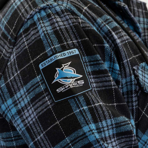 Cronulla Sharks Hooded Flannel Shirt Adult