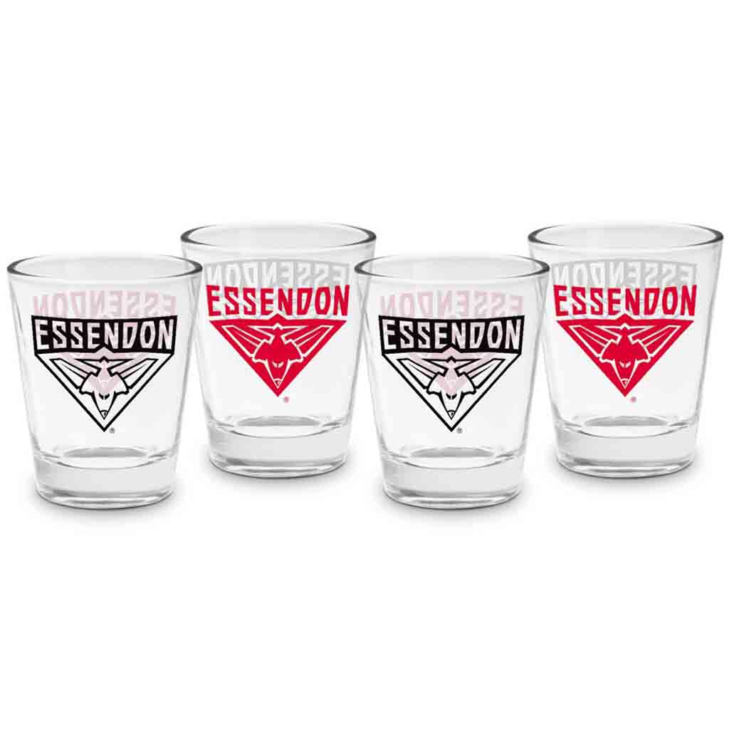 Load image into Gallery viewer, Essendon Bombers 4-Pack Shot Glasses
