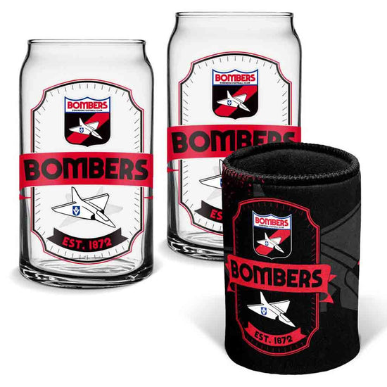 Essendon Bombers Can Glasses and Can Cooler