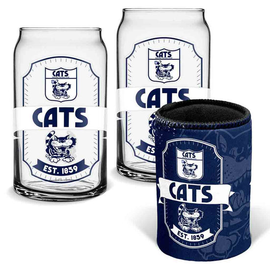Geelong Cats Can Glasses and Can Cooler