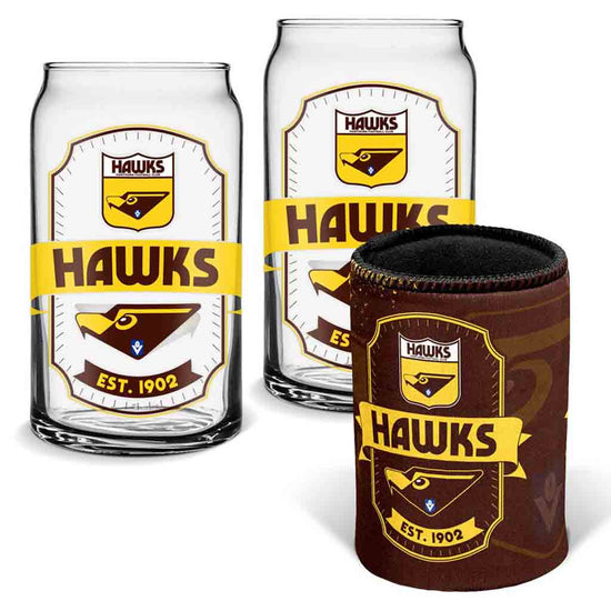 Hawthorn Hawks Can Glasses and Can Cooler
