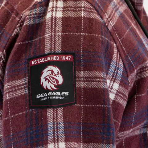 Manly Sea Eagles Hooded Flannel Shirt Adult