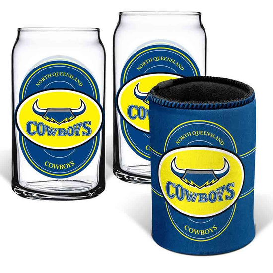 North Queensland Cowboys Can Glasses and Can Cooler