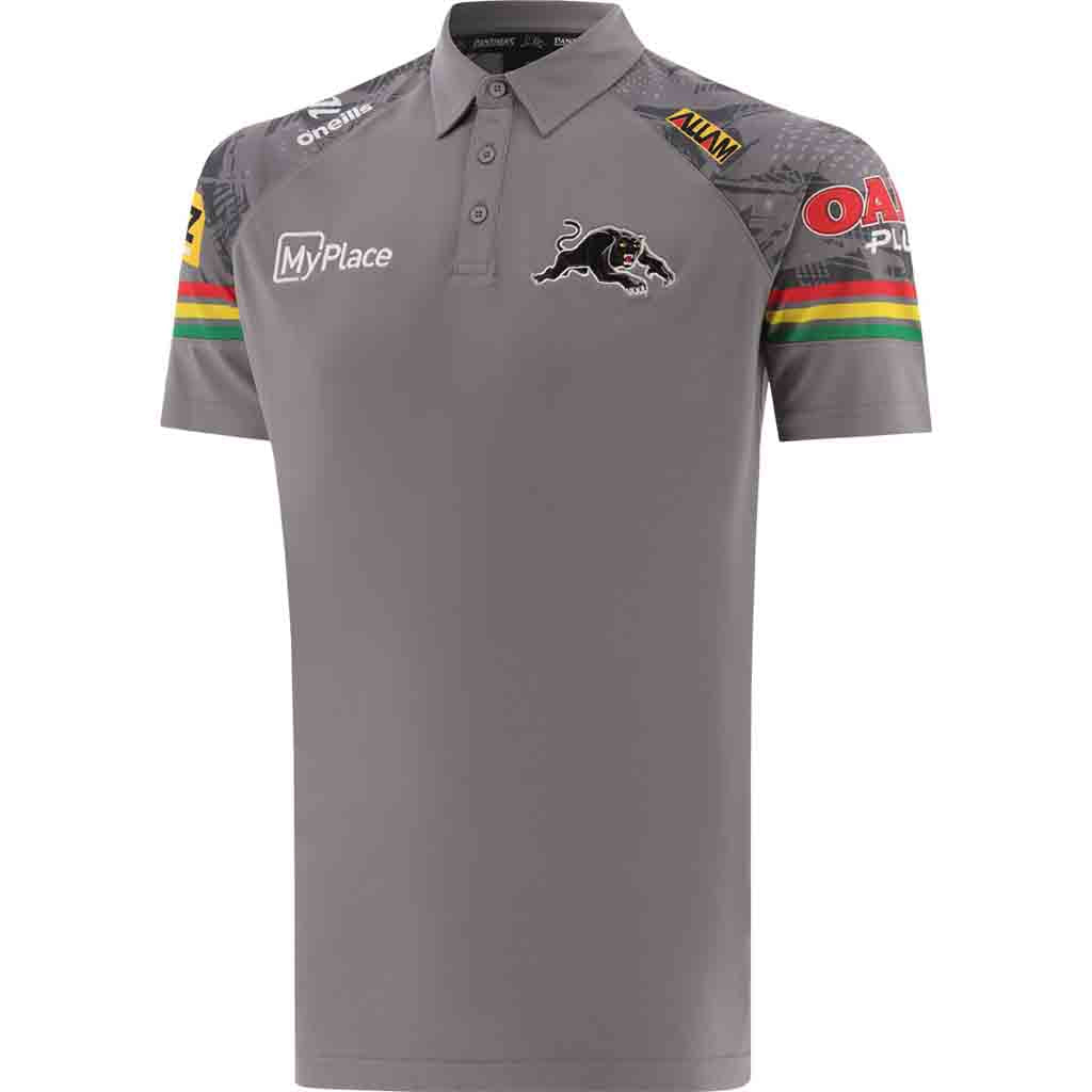 Load image into Gallery viewer, Penrith Panthers 2024 Media Polo Adult Grey
