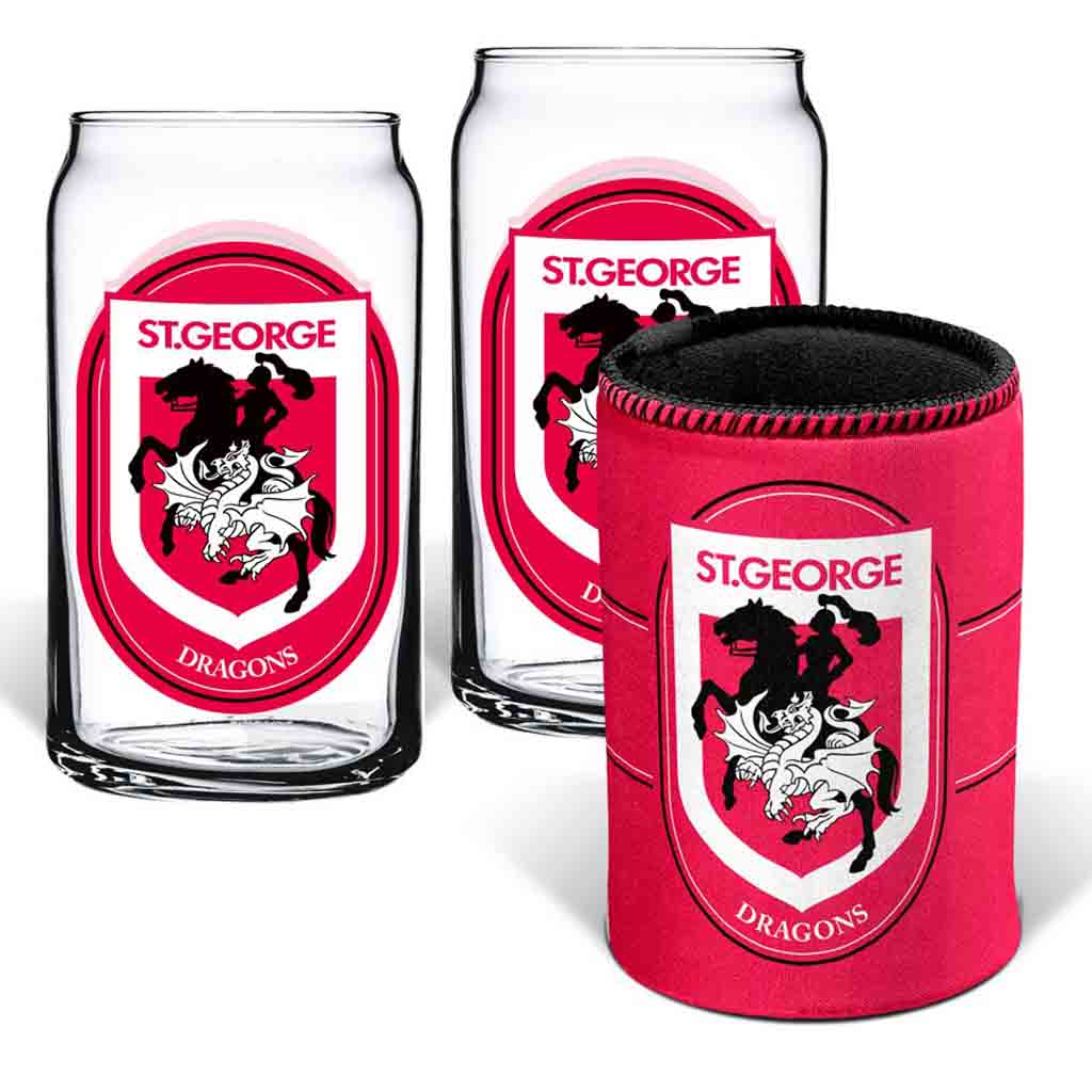 St George Dragons Can Glasses and Can Cooler