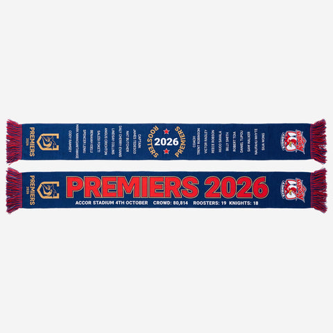 PRE SALE: Sydney Roosters 2026 Premiers Scarf