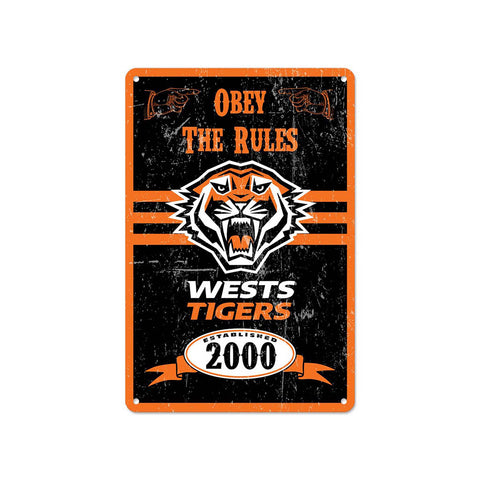 Wests Tigers Retro Metal Sign