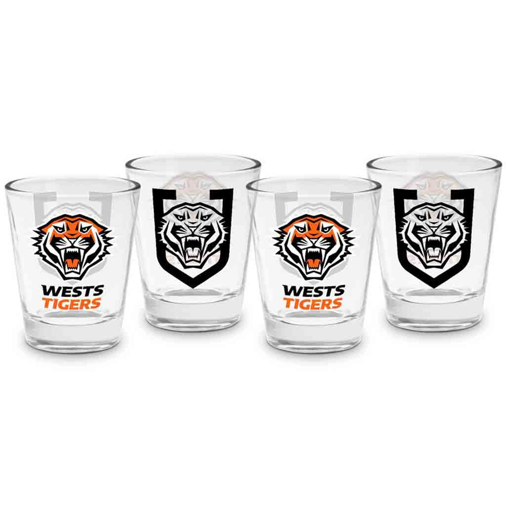Wests Tigers 4-Pack Shot Glasses