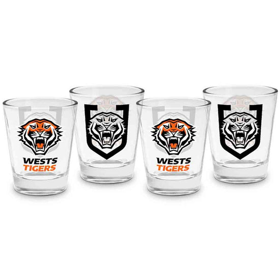 Wests Tigers 4-Pack Shot Glasses