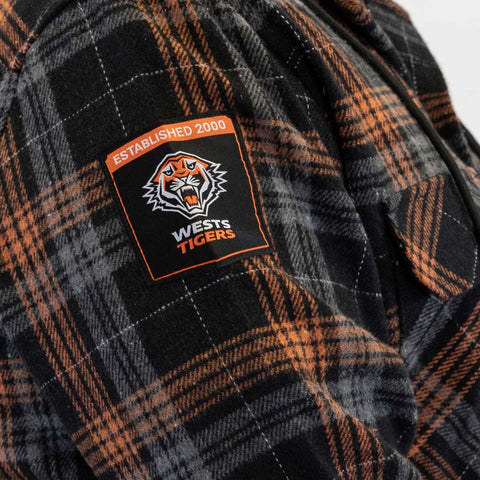 Wests Tigers Hooded Flannel Shirt Adult