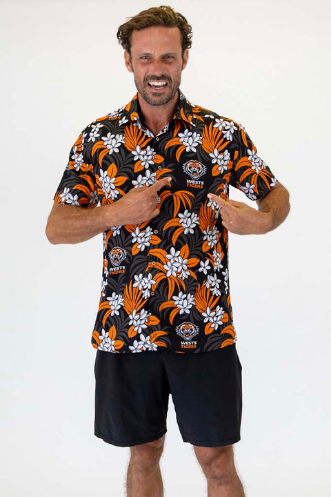 Wests Tigers 'Reef' Hawaiian Shirt Adult