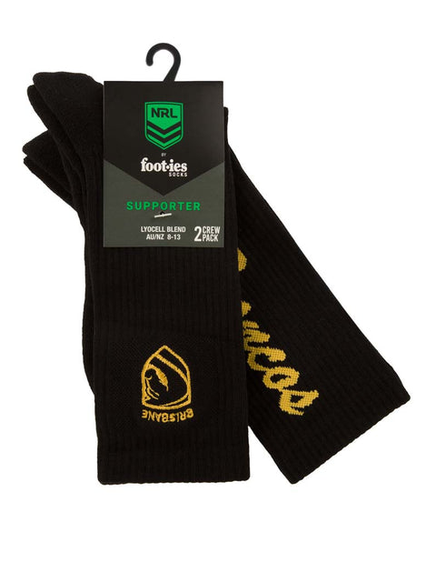 Brisbane Broncos Black Sneaker Sock 2 Pack