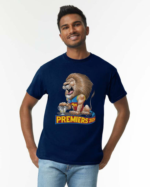 Brisbane Lions 2024 Premiers Mark Knight Tee Adult - Jerseys Megastore