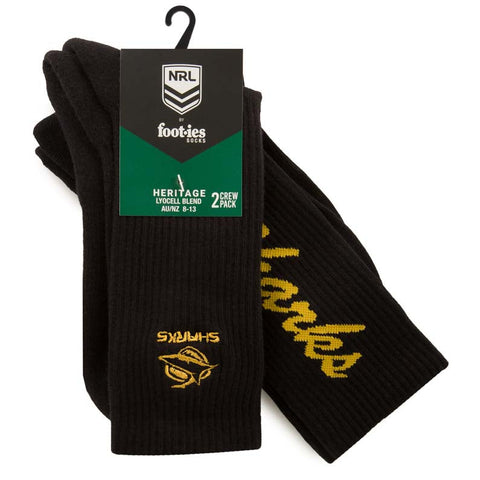 Cronulla Sharks Black Sneaker Sock 2 Pack