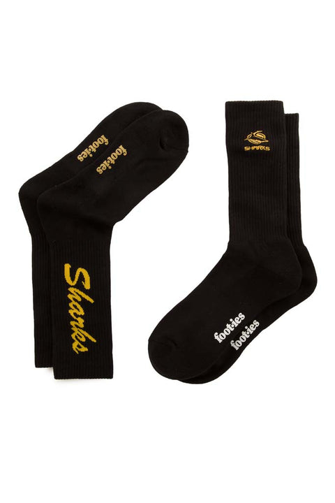 Cronulla Sharks Black Sneaker Sock 2 Pack