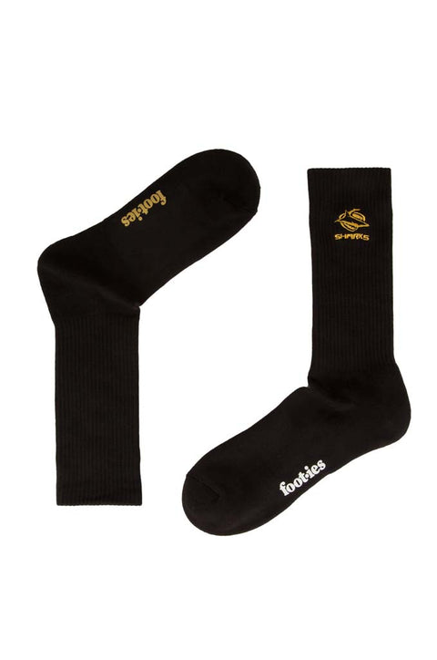 Cronulla Sharks Black Sneaker Sock 2 Pack