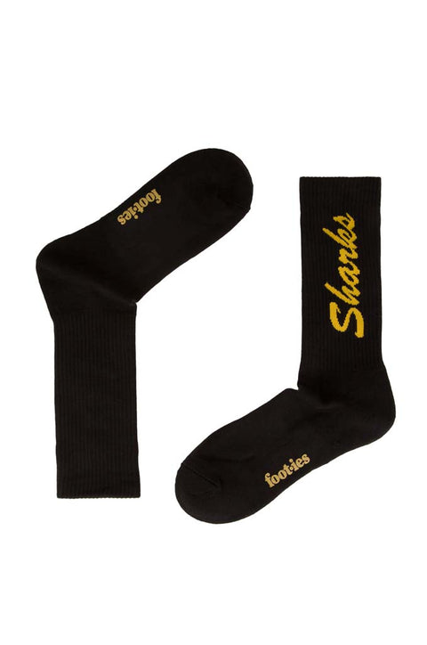 Cronulla Sharks Black Sneaker Sock 2 Pack