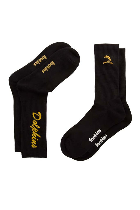 Dolphins Black Sneaker Sock 2 Pack