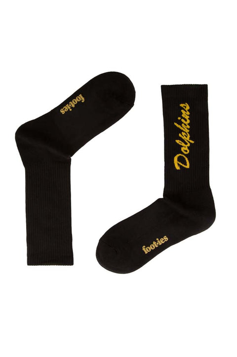 Dolphins Black Sneaker Sock 2 Pack