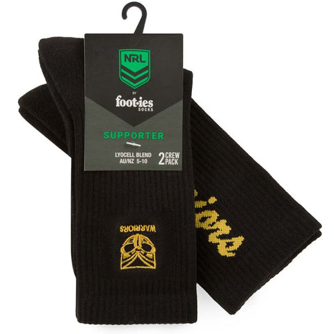 New Zealand Warriors Black Sneaker Sock 2 Pack