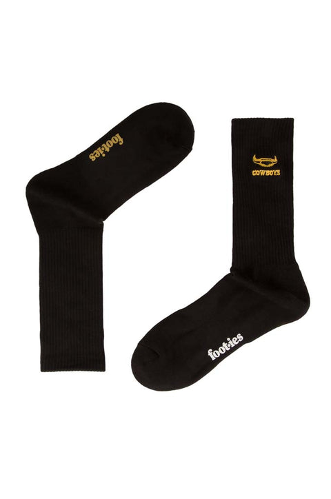 North Queensland Cowboys Black Sneaker Sock 2 Pack