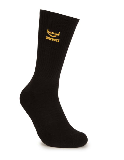North Queensland Cowboys Black Sneaker Sock 2 Pack