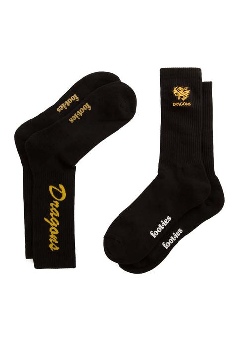 St George Dragons Black Sneaker Sock 2 Pack