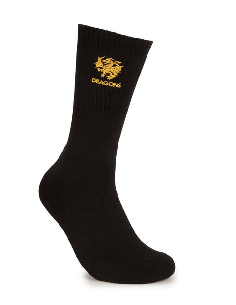St George Dragons Black Sneaker Sock 2 Pack