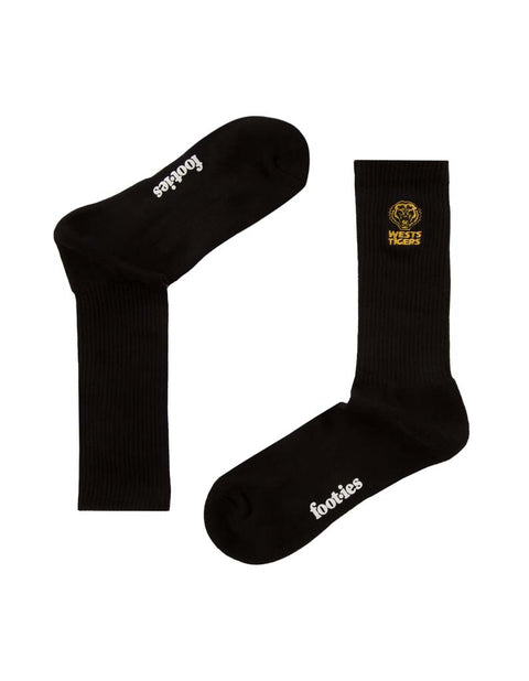 Wests Tigers Black Sneaker Sock 2 Pack