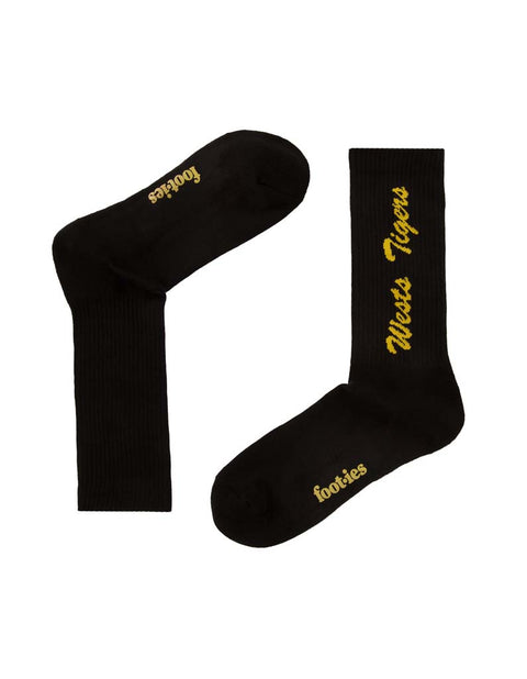 Wests Tigers Black Sneaker Sock 2 Pack