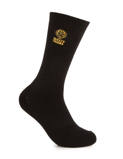 Wests Tigers Black Sneaker Sock 2 Pack