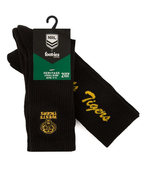 Wests Tigers Black Sneaker Sock 2 Pack