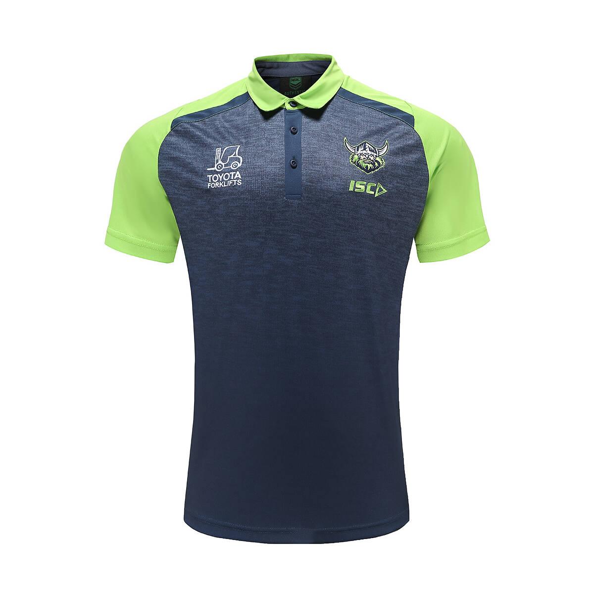 Load image into Gallery viewer, Canberra Raiders 2023 Polo Navy-Green Adult - Jerseys Megastore
