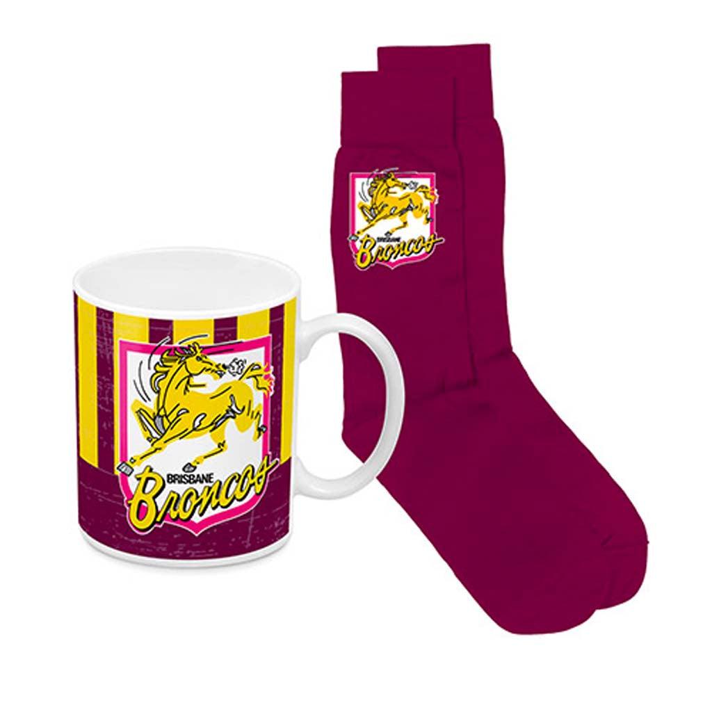 Brisbane Broncos Heritage Mug and Socks Pack - Jerseys Megastore