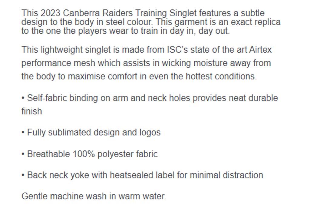 Canberra Raiders 2023 Training Singlet Navy-Green - Jerseys Megastore